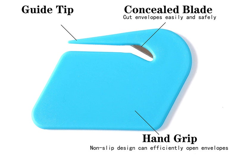 OZXTYO Letter Opener Envelope Slitter,6 Pack, Mail Openers Plastic Razor Blade,Envelope Cutter,Letter Opener for Women,Men,Office(red/white/dark blue/black/purple/sky blue) - Image 2